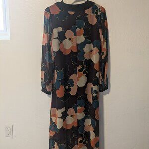 BCBGENERATION Flower Square Neck Maxi / Midi Dress Long Sleeve